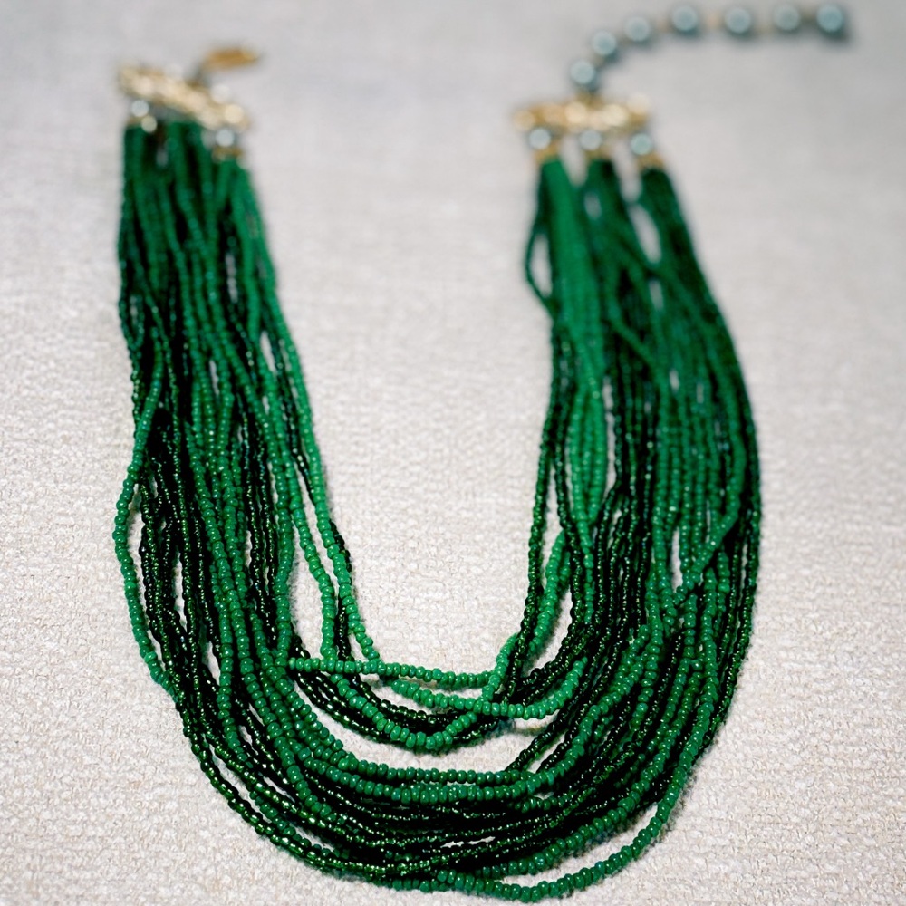 Vintage JAPAN Forest Green Waterfall Necklace 1950s MCM